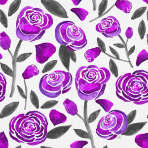 watercolor roses in purple